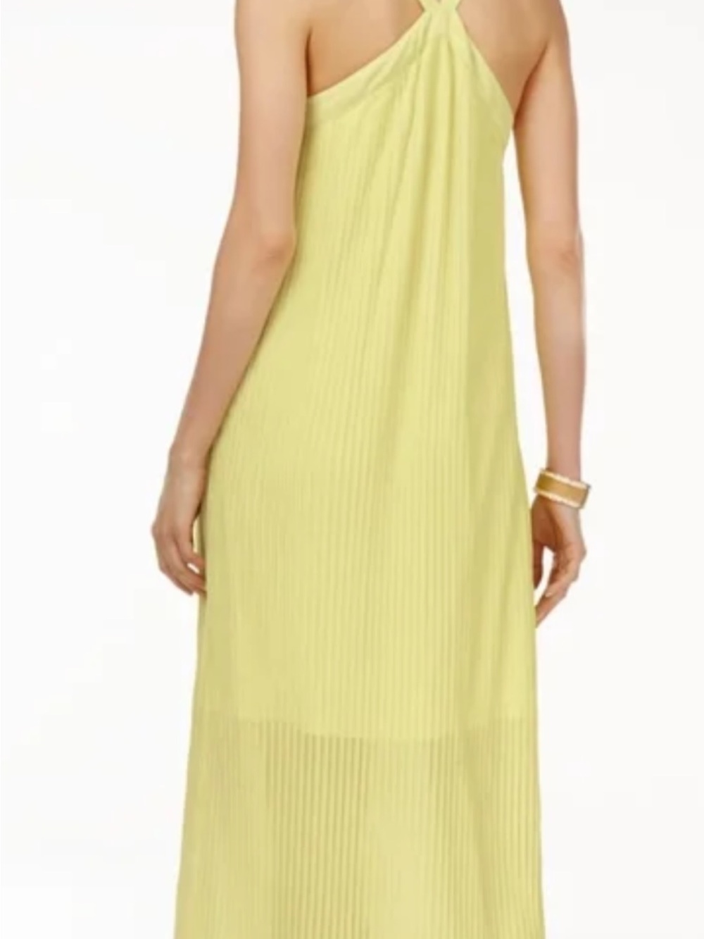 Thalia Sodi Soft Yellow Pleated Halter Dress